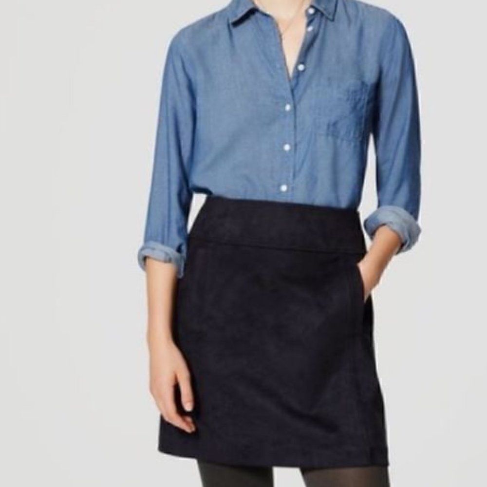 LOFT Faux Suede  Skirt with Front Pockets